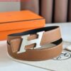 Replica Hermes H Speed Reversible Belt 32MM in Grey Clemence Leather 2