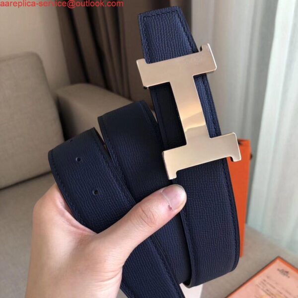 Replica Hermes Constance Belt Buckle & Blue Epsom 38 MM Strap 3