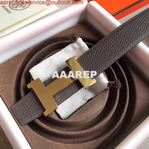 Replica Hermes Constance Belt Buckle & Cafe Clemence 38 MM Strap 5