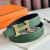 Replica Hermes H Take Off Reversible Belt 32MM in Black Clemence Leather 2