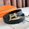 Replica Hermes H Take Off Reversible Belt 32MM in Blue Clemence Leather 2