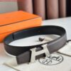 Replica Hermes H Take Off Reversible Belt 32MM in Blue Clemence Leather