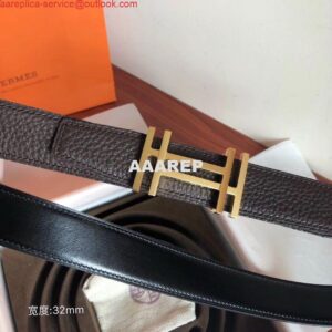 Replica Hermes H Au Carre Belt Buckle & Cafe 32mm Strap 2