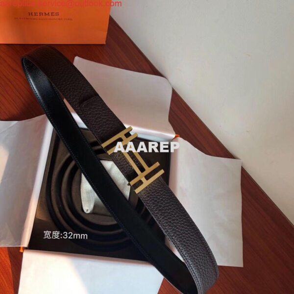 Replica Hermes H Au Carre Belt Buckle & Cafe 32mm Strap 5