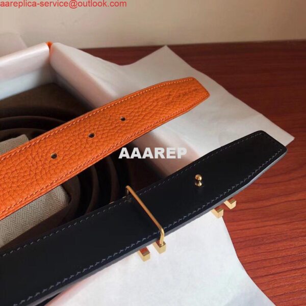 Replica Hermes H Au Carre Belt Buckle & Orange 32mm Strap 6