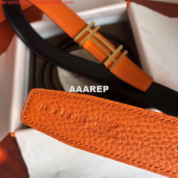 Replica Hermes H Au Carre Belt Buckle & Orange 32mm Strap 7