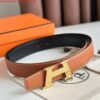 Replica Hermes H Take Off Reversible Belt 32MM in Dark Blue Clemence Leather