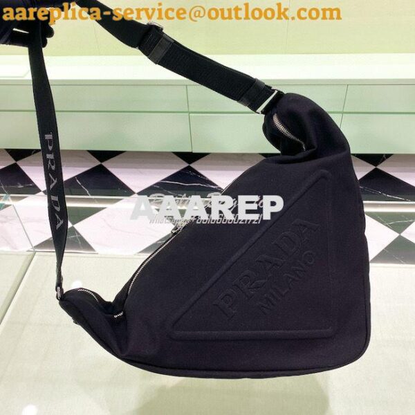 Replica Canvas Prada Triangle Bag 2VY007 Black 3