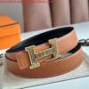 Replica Hermes H Touareg Reversible Belt 32MM in Grey Clemence Leather 2