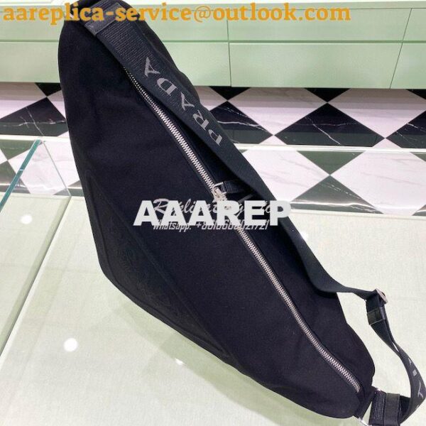 Replica Canvas Prada Triangle Bag 2VY007 Black 8