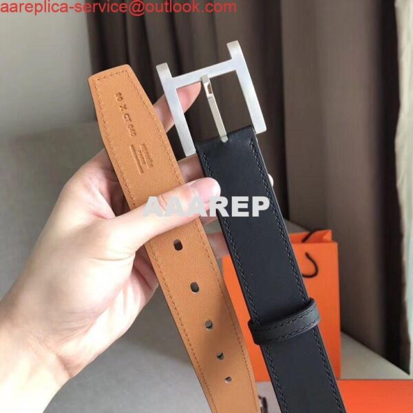 Replica Hermes James 35MM Belt In Black Box Calfskin 5