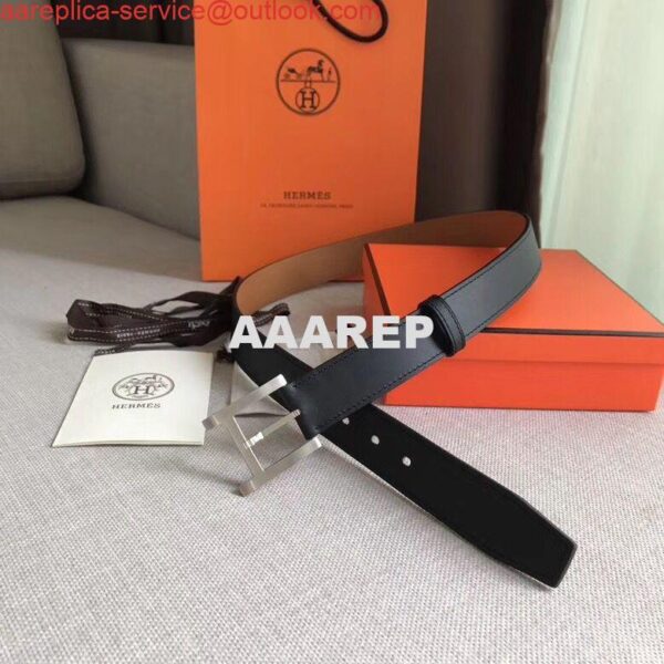 Replica Hermes James 35MM Belt In Black Box Calfskin 6