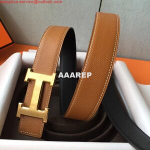 Replica Hermes H Belt Buckle & Brown Epsom 32 MM Strap