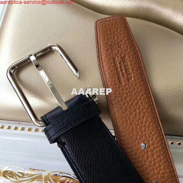 Replica Hermes Lennox 40 MM Belt In Black Epsom Leather 4