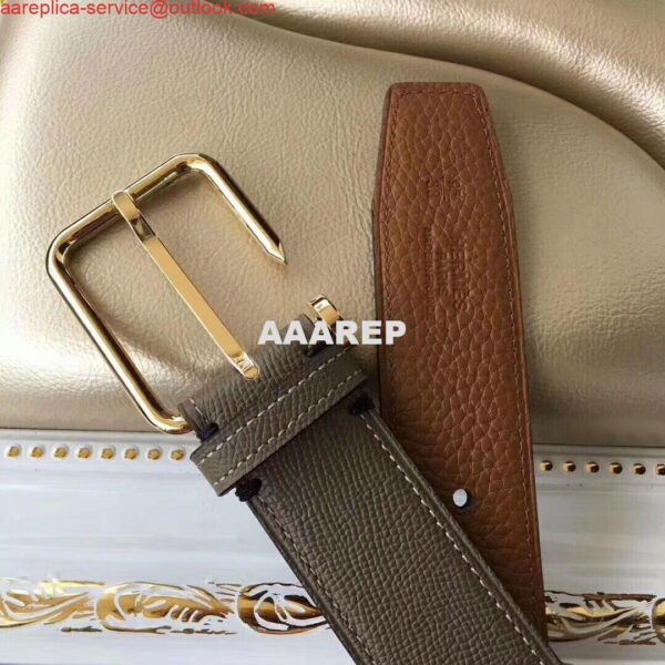 Replica Hermes Lennox 40 MM Belt In Etoupe Epsom Leather 4