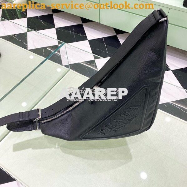 Replica Leather Prada Triangle Bag 2VY007 Black 8