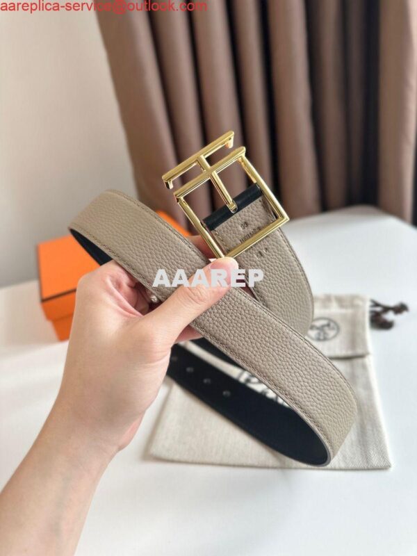 Replica Hermes Nathan 40MM Belt in Grey Clemence Leather 8