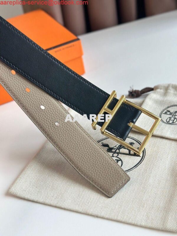 Replica Hermes Nathan 40MM Belt in Grey Clemence Leather 9