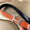 Replica Hermes H Belt Buckle & Orange Epsom 32 MM Strap 2