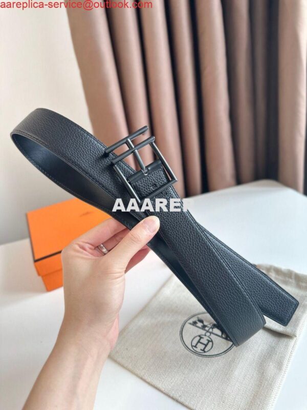 Replica Hermes Nathan 40MM Belt with Matte Buckle in Black Clemence Leather 3