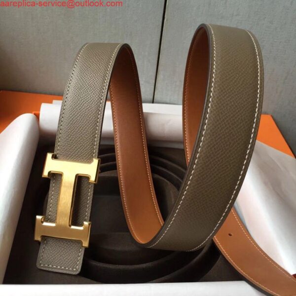 Replica Hermes H Belt Buckle & Taupe Epsom 32 MM Strap