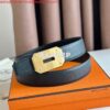 Replica Hermes Neo Reversible Belt 32MM in Chocolate Clemence Leather 2