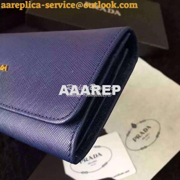 Replica Prada 1M1132 Saffiano Leather Long Fold Wallet Dark Blue 6