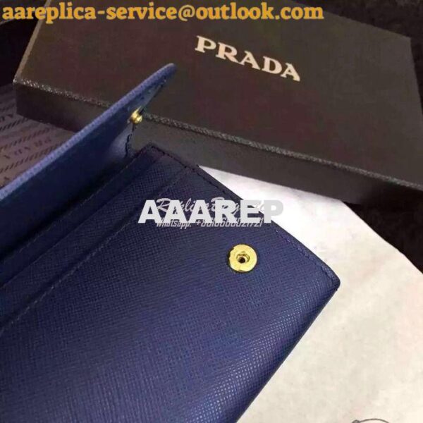 Replica Prada 1M1132 Saffiano Leather Long Fold Wallet Dark Blue 9