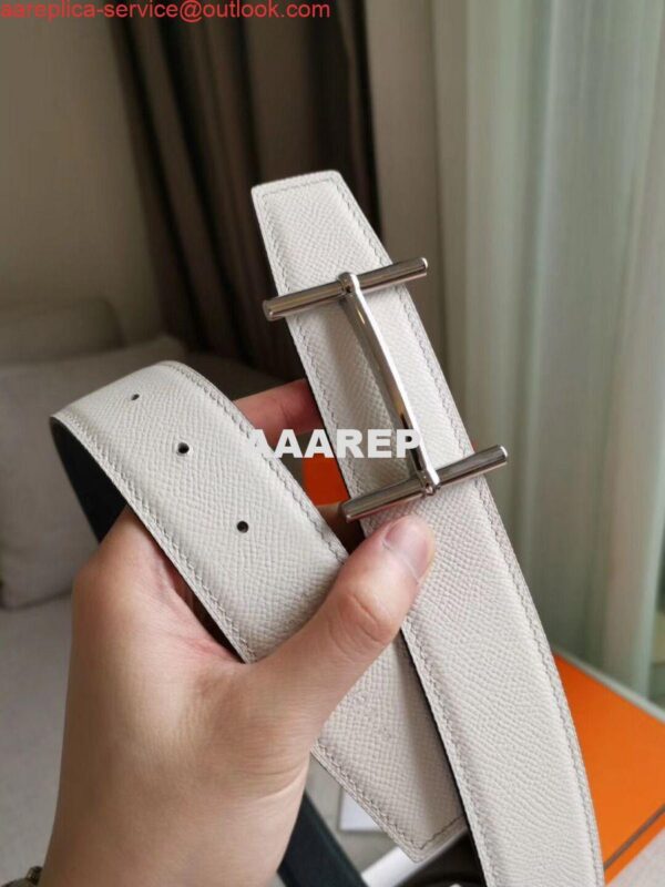 Replica Hermes H d'Ancre Reversible Belt In Black/White Epsom Leather 3