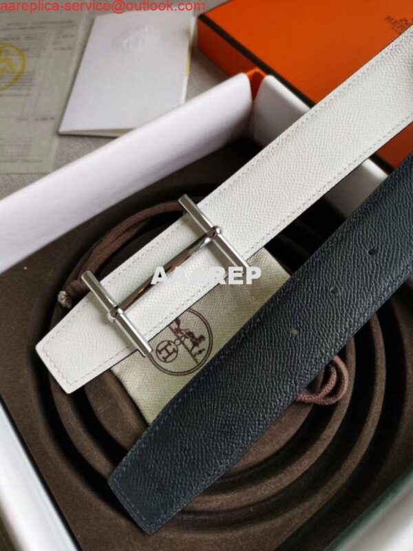 Replica Hermes H d'Ancre Reversible Belt In Black/White Epsom Leather 4