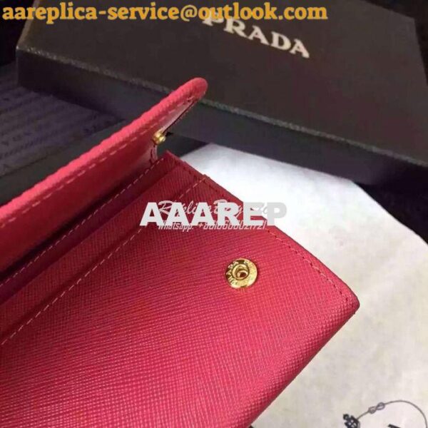 Replica Prada 1M1132 Saffiano Leather Long Fold Wallet Red 9