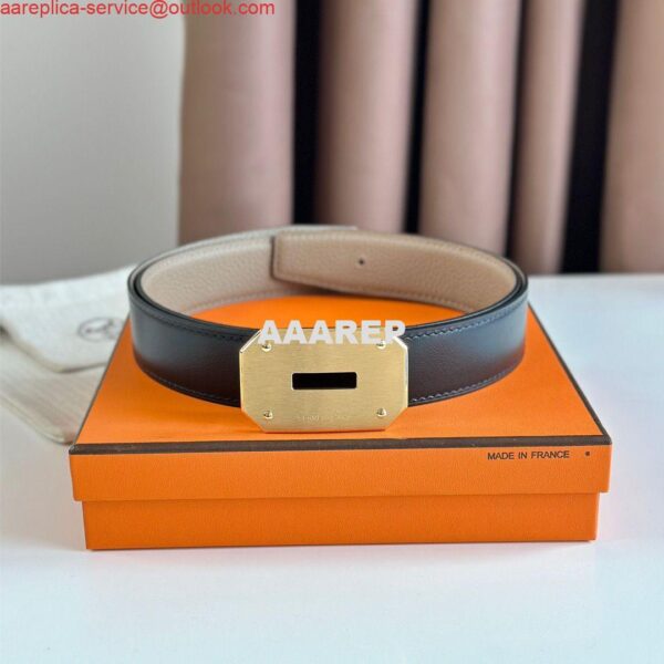 Replica Hermes Neo Reversible Belt 32MM in Trench Clemence Leather 2