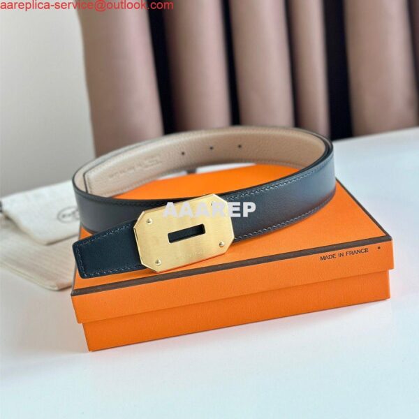 Replica Hermes Neo Reversible Belt 32MM in Trench Clemence Leather 3