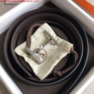 Replica Hermes H d'Ancre Reversible Belt In Cafe/Noir Leather 2