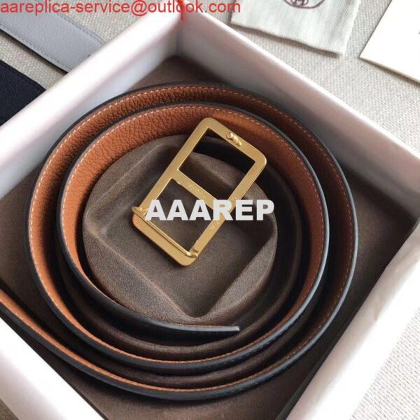 Replica Hermes Officier Belt Buckle & Brown 38MM Strap 4