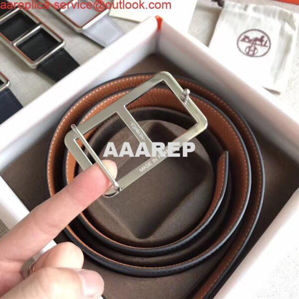 Replica Hermes Officier Belt Buckle & Brown 38MM Strap 6