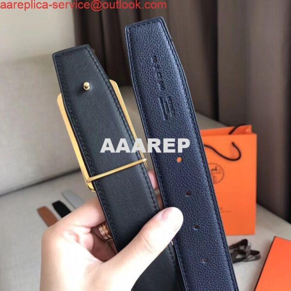 Replica Hermes Officier Belt Buckle & Navy 38MM Strap 2