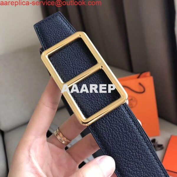 Replica Hermes Officier Belt Buckle & Navy 38MM Strap 3