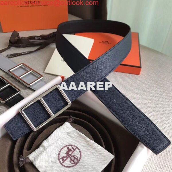 Replica Hermes Officier Belt Buckle & Navy 38MM Strap 5