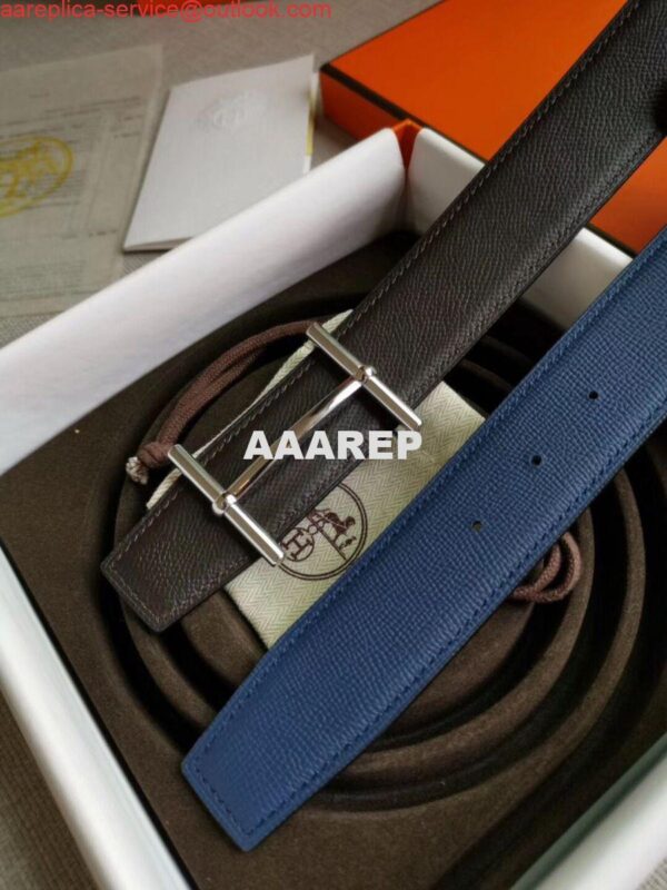 Replica Hermes H d'Ancre Reversible Belt In Indigo/Black Epsom Leather 6