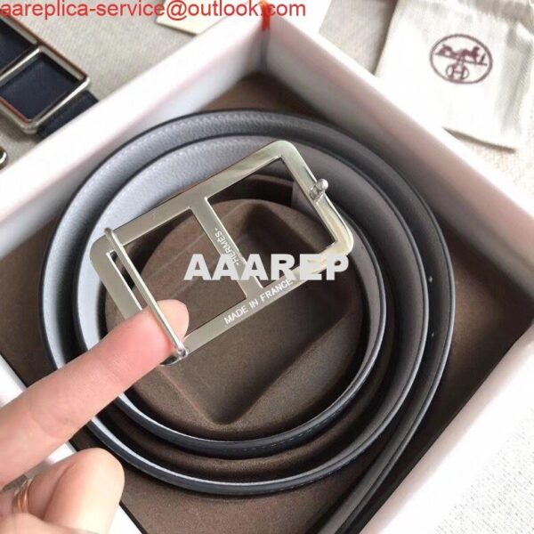 Replica Hermes Officier Belt Buckle & White 38MM Strap 5