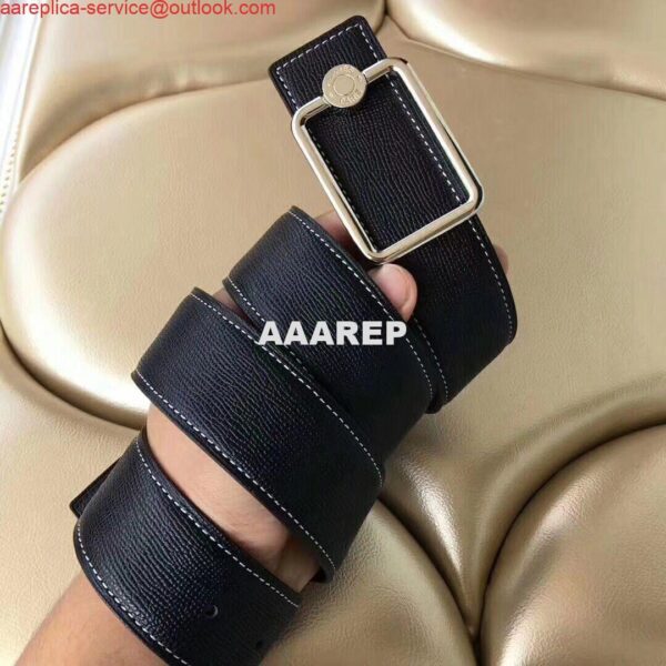 Replica Hermes Oscar Buckle 40 MM Belt Black Reversible Leather 2