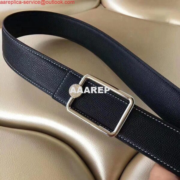 Replica Hermes Oscar Buckle 40 MM Belt Black Reversible Leather 3