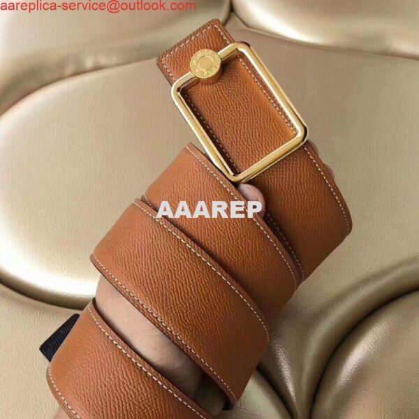 Replica Hermes Oscar Buckle 40 MM Belt Brown Reversible Leather