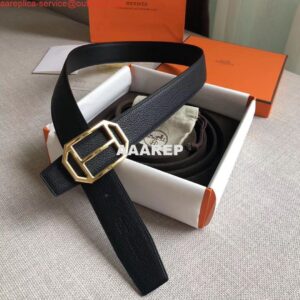 Replica Hermes Pad Reversible Belt In Black Clemence Leather 2