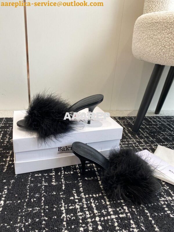 Replica Balenciaga Boudoir 70mm Sandal In Black Feathers 787447 6