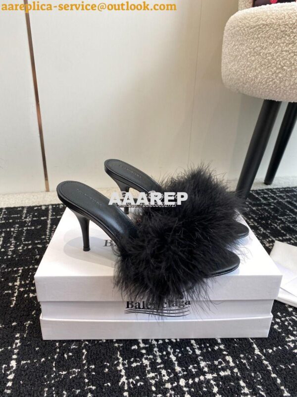 Replica Balenciaga Boudoir 70mm Sandal In Black Feathers 787447 9