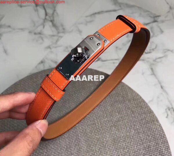 Replica Hermes Kelly 18 Belt In Orange Epsom Leather 7