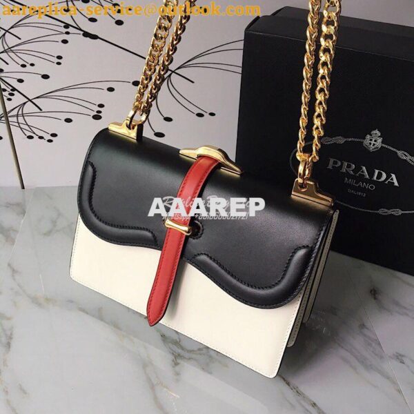 Replica Prada Belle Leather Shoulder Bag 1BD188 White 3