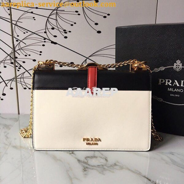 Replica Prada Belle Leather Shoulder Bag 1BD188 White 5